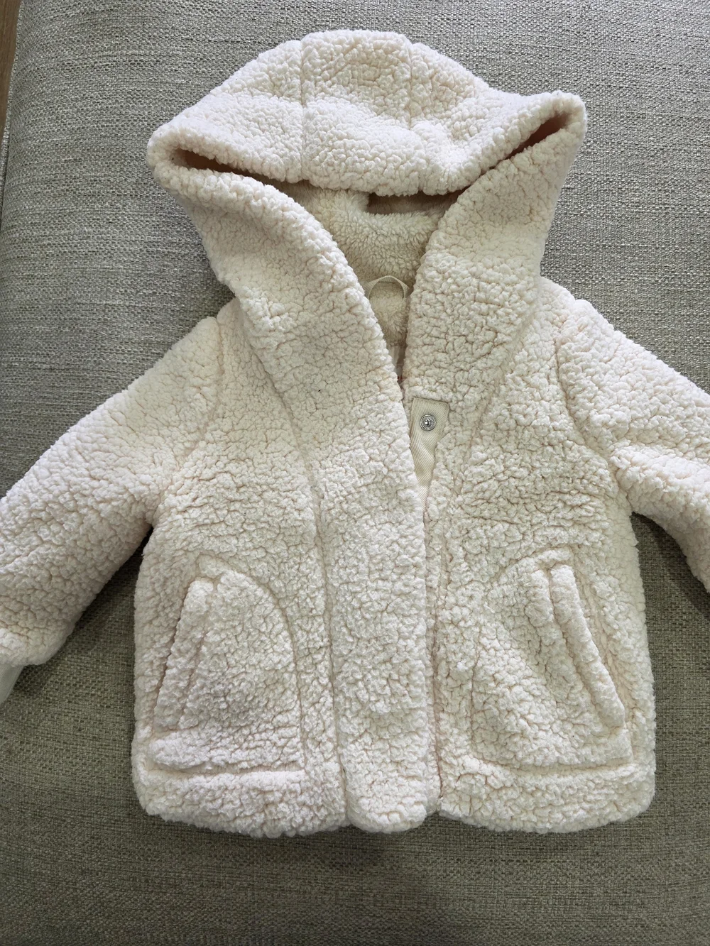 Cat & Jack Cream Plush Sherpa Hooded Puffer Jacket